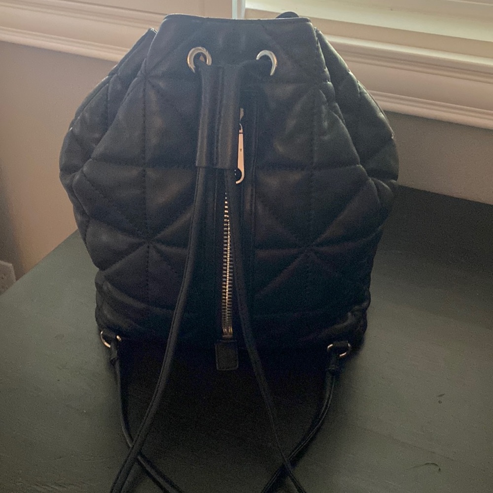 Drawstring Soft Leather Backpack Purse - image 1